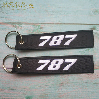 Boeing 787 Embroidery Key Chain THE AVIATOR